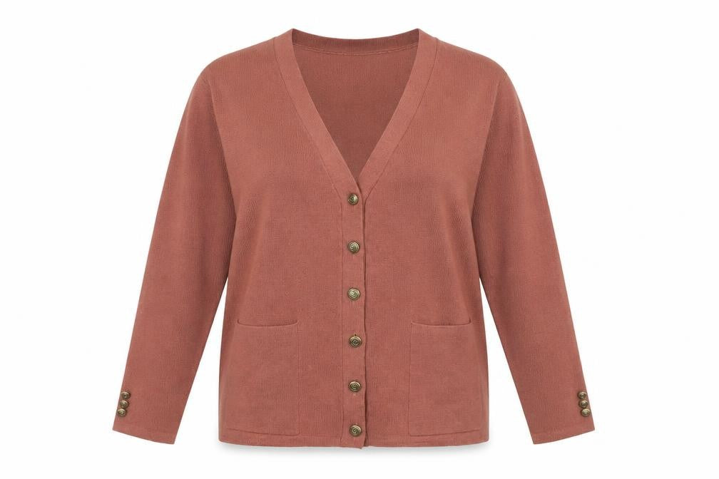 Womens UK Size L Damart Brown Cardigan Jumper