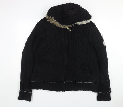 River Island Men's Black XL High Neck Full Zip Jumper