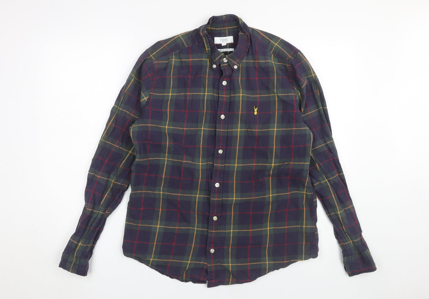 Next Men's Multicoloured Plaid Shirt, M, Button-Up