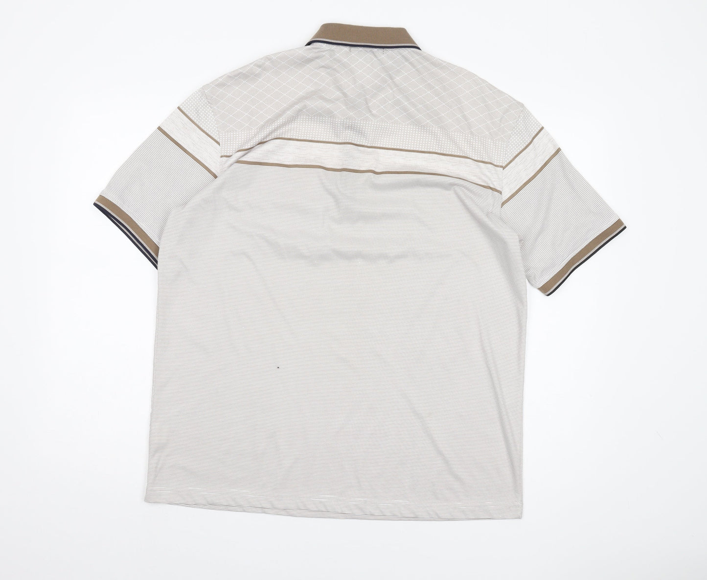 Carabou Men's Beige Striped Polo Shirt L