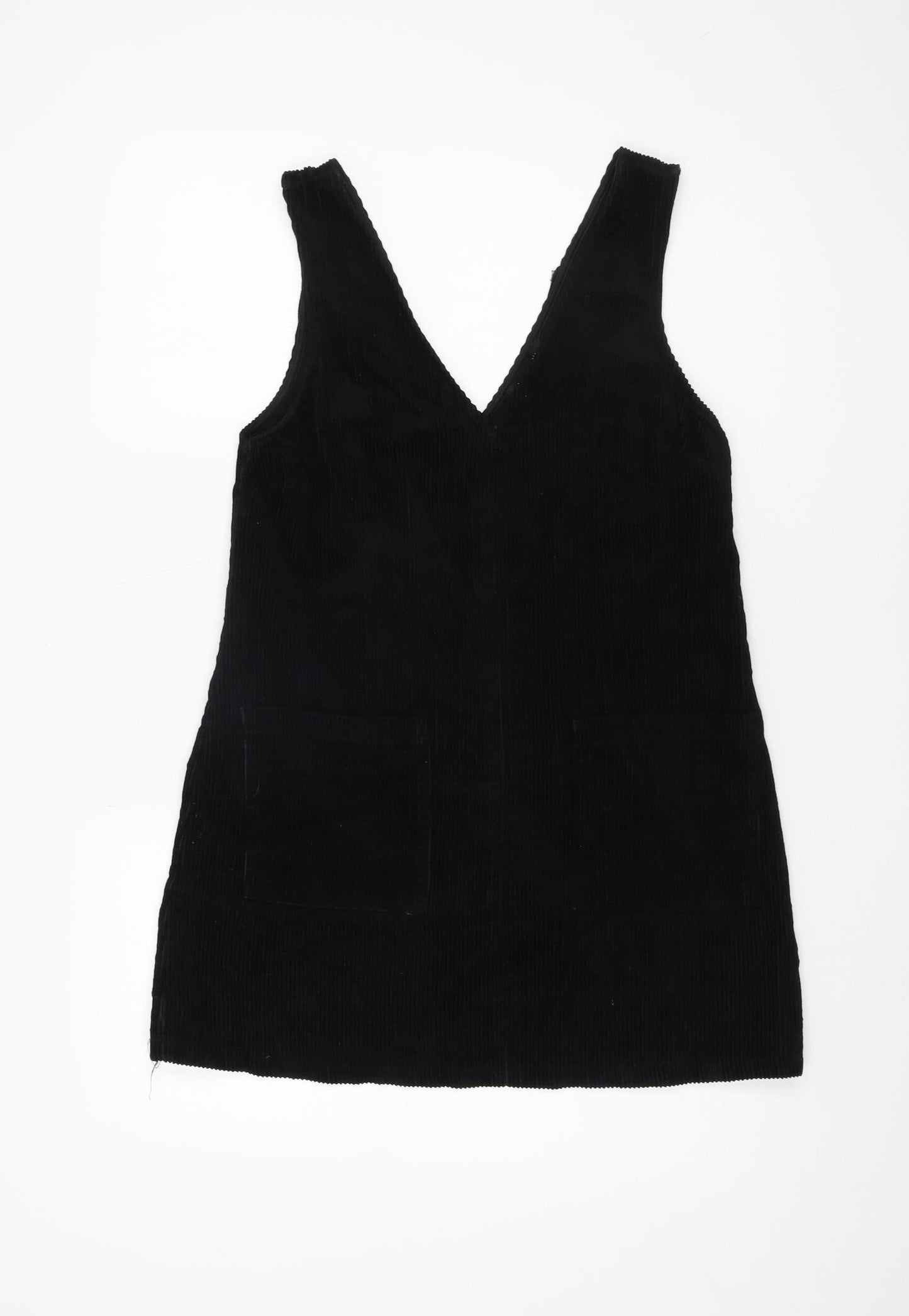 New Look Women's Black Pinafore Dress, Size 8, Corduroy