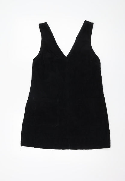 New Look Women's Black Pinafore Dress, Size 8, Corduroy