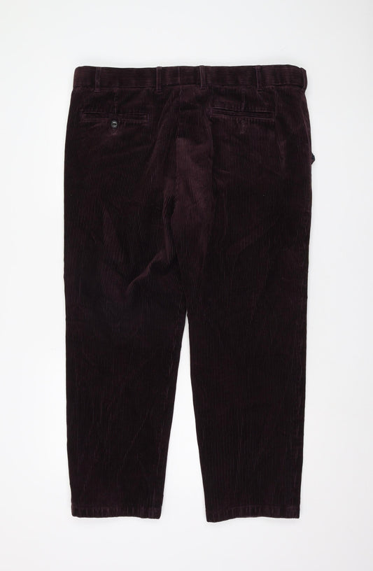 Marks and Spencer Men's Corduroy Trousers, Size 40, Purple