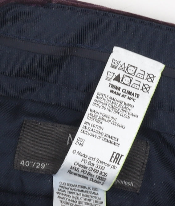 Marks and Spencer Men's Corduroy Trousers, Size 40, Purple