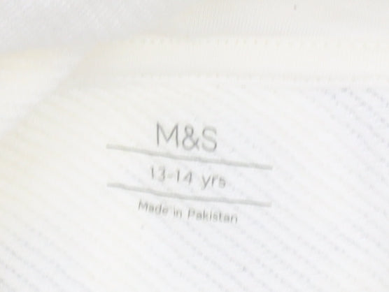 Marks and Spencer Boys White Pullover Hoodie 13-14 Years