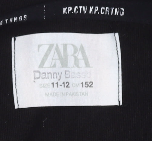 Zara Boys Black Full Zip Colourblock Hoodie, Size 11-12 Years