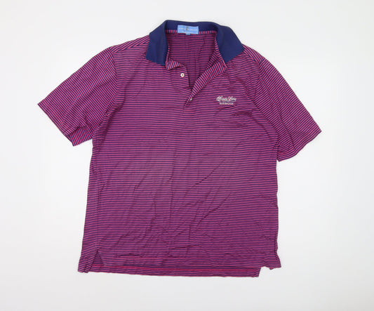 Fairway & Greene Men's Purple Striped Polo Shirt M