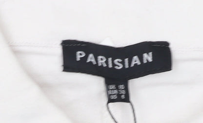 Parisian Women's White Shirt Dress, Size 10, Collared Casual