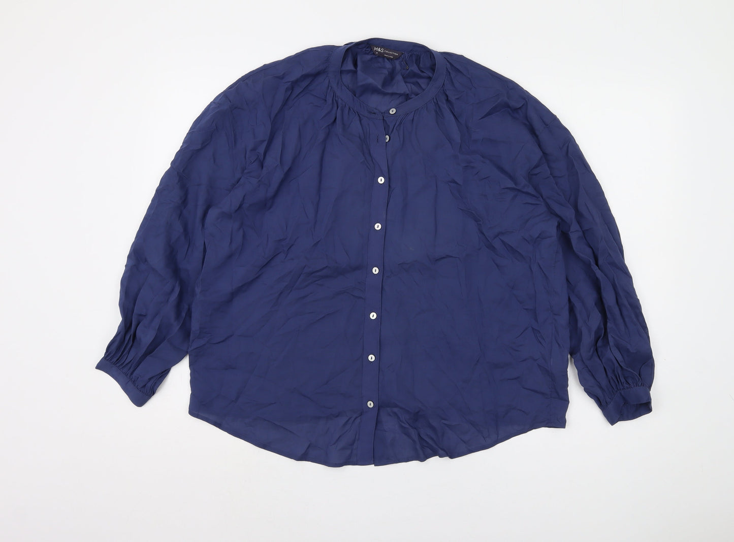 Womens UK Size 12 Marks and Spencer Blue Basic Blouse