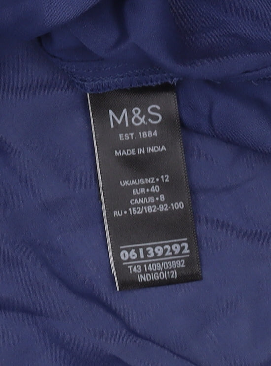 Womens UK Size 12 Marks and Spencer Blue Basic Blouse