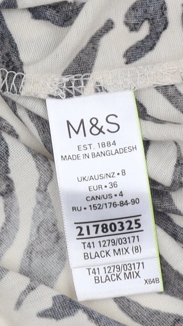 Womens UK Size 8 Marks and Spencer Multicoloured Basic T-Shirt