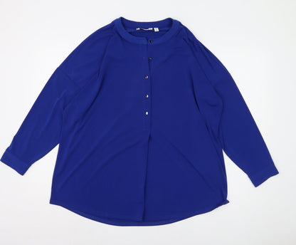 Wuli: Luu Women's Blue Long Sleeve Button-Up Shirt