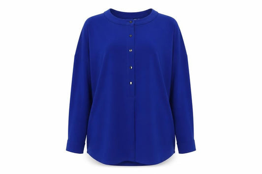 Wuli: Luu Women's Blue Long Sleeve Button-Up Shirt