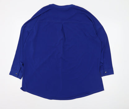 Wuli: Luu Women's Blue Long Sleeve Button-Up Shirt