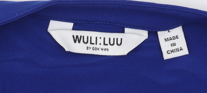Wuli: Luu Women's Blue Long Sleeve Button-Up Shirt