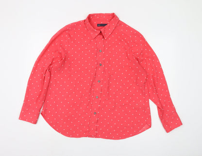 Womens UK Size 16 Marks and Spencer Red Basic Button-Up
