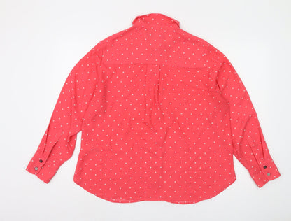 Womens UK Size 16 Marks and Spencer Red Basic Button-Up