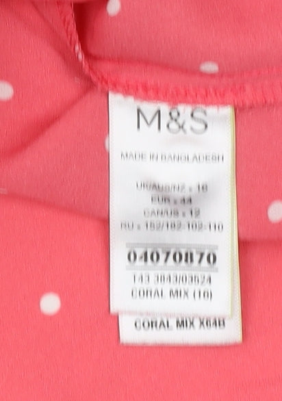 Womens UK Size 16 Marks and Spencer Red Basic Button-Up