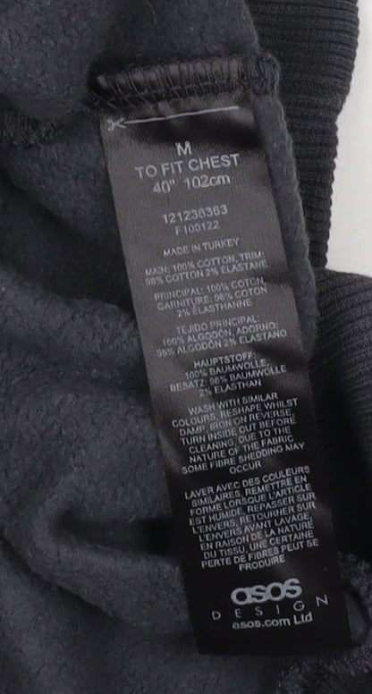 Mens UK Size M ASOS DESIGN Black Pullover Sweatshirt