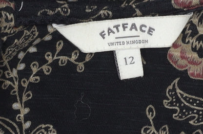 Womens UK Size 12 Fatface Black Tunic Blouse