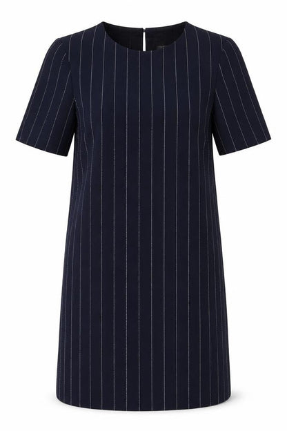 Marks and Spencer Navy Shift Dress - Size 6, Stripe Pattern