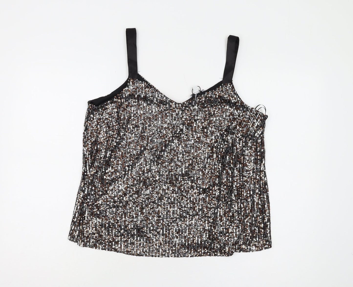 M&Co Women's Silver Sequin Camisole Size 12