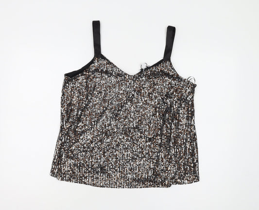M&Co Women's Silver Sequin Camisole Size 12