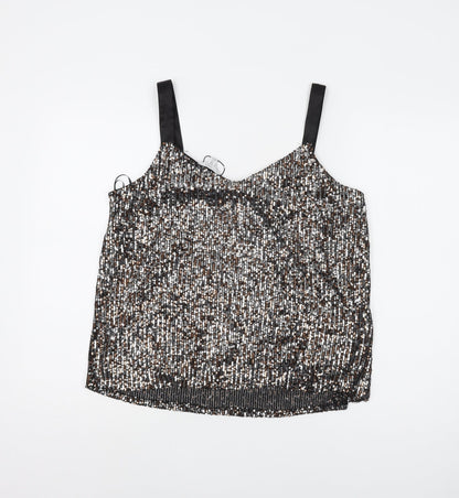 M&Co Women's Silver Sequin Camisole Size 12