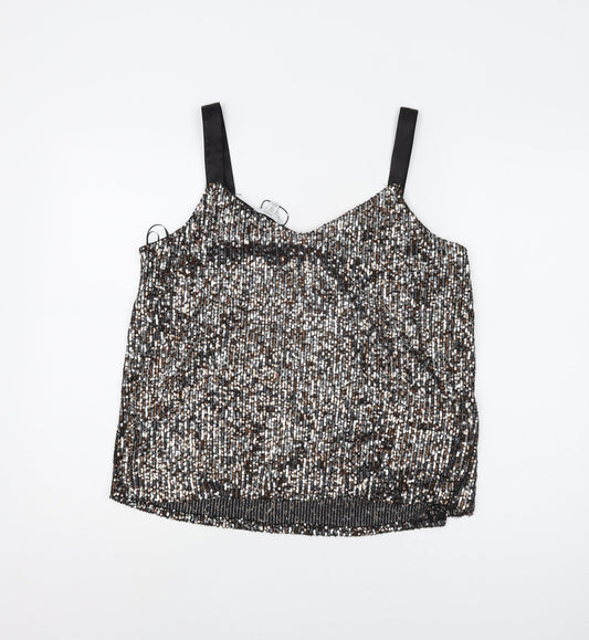 M&Co Women's Silver Sequin Camisole Size 12