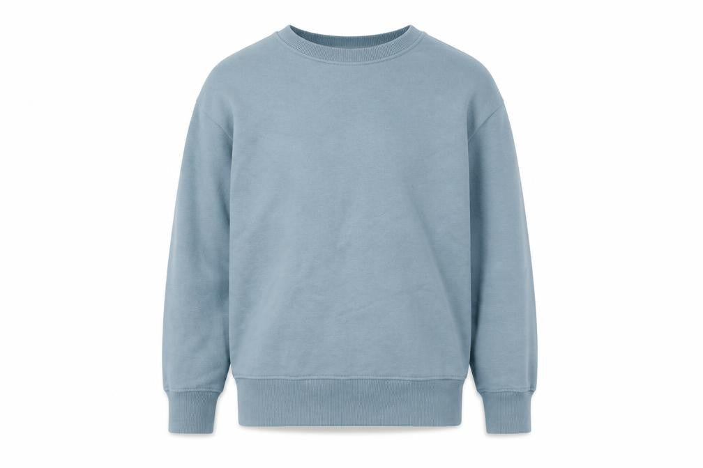 Front view of Zara boys’ blue pullover sweatshirt, 10 years, crew neck