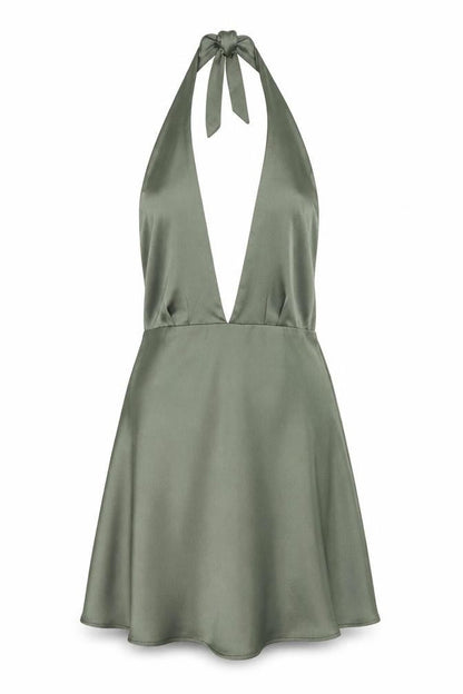 Zara Women's Green Halter Satin Dress XS