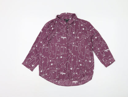 Womens UK Size XS Monki Purple Basic Button-Up