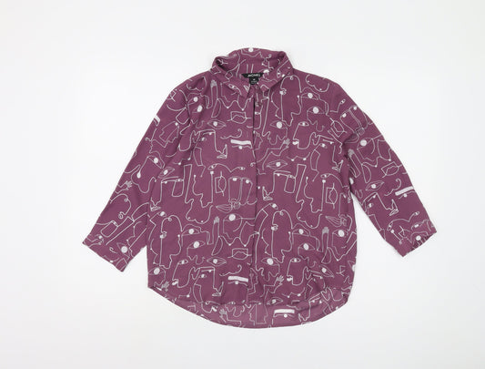 Womens UK Size XS Monki Purple Basic Button-Up