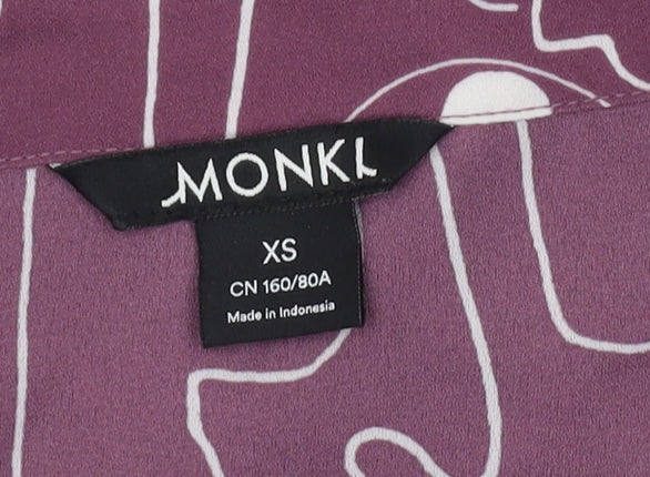 Womens UK Size XS Monki Purple Basic Button-Up