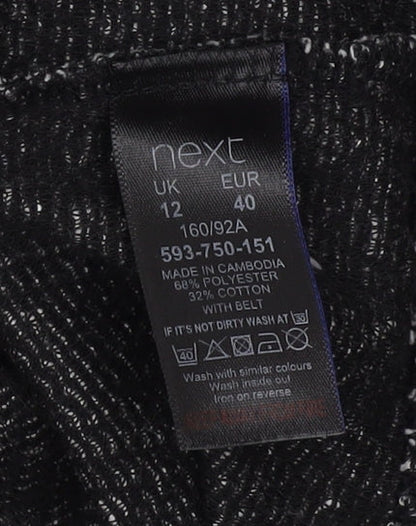 Next Women's Black Chevron Knee Length Shift Dress Size 12