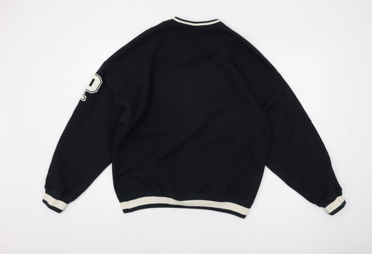 Mens UK Size XS Pull&Bear Black Pullover Sweatshirt