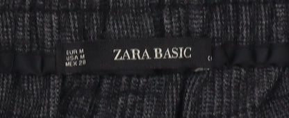 Womens UK Size M Zara Regular Fit Cropped Grey Trousers