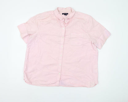 Lands' End Men's Pink Short Sleeve Button-Up Shirt