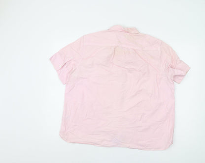 Lands' End Men's Pink Short Sleeve Button-Up Shirt