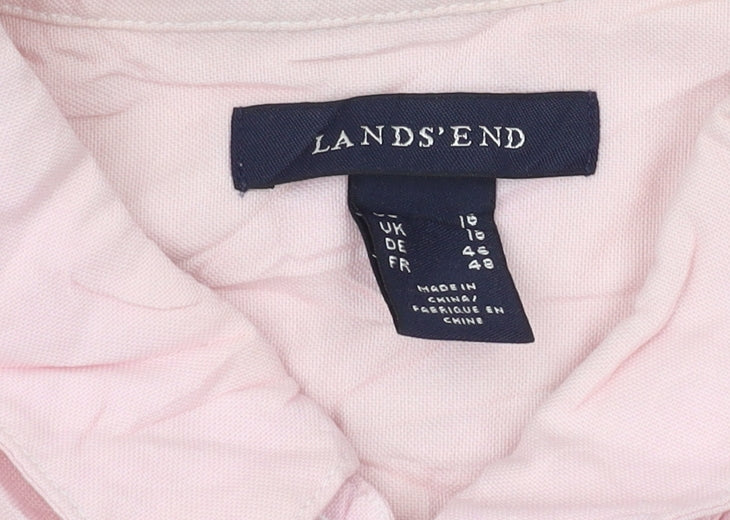 Lands' End Men's Pink Short Sleeve Button-Up Shirt