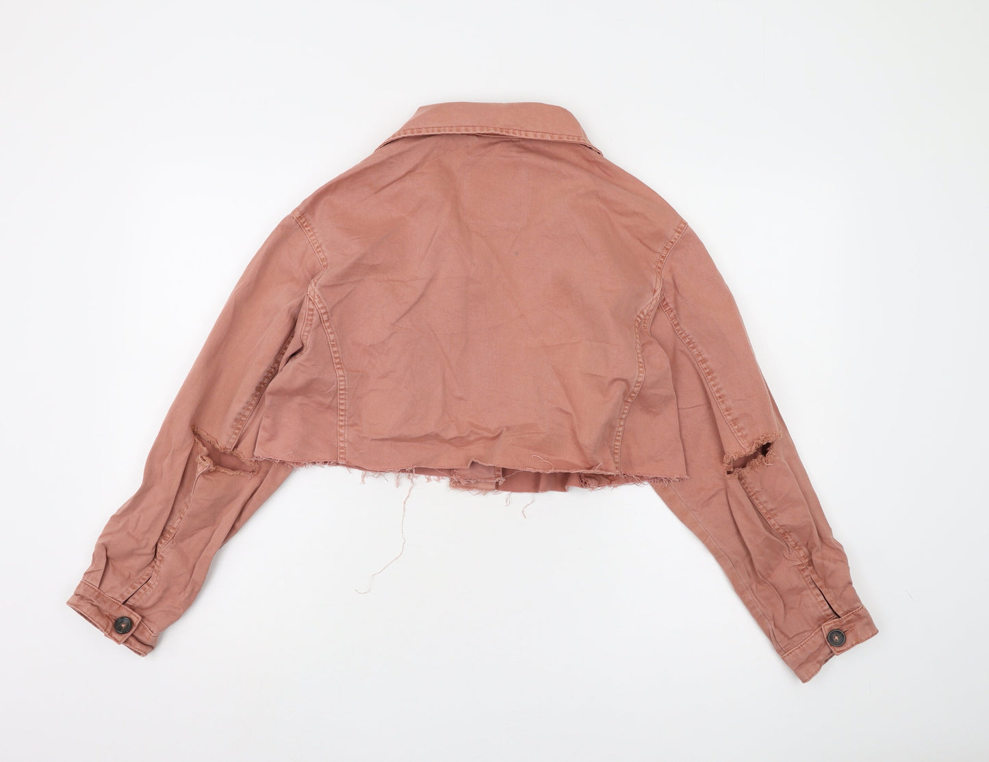 Pull&Bear Women's Pink Cropped Biker Jacket S