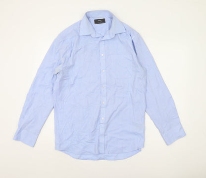 Marks and Spencer Men's Blue Regular Fit Shirt 15.5
