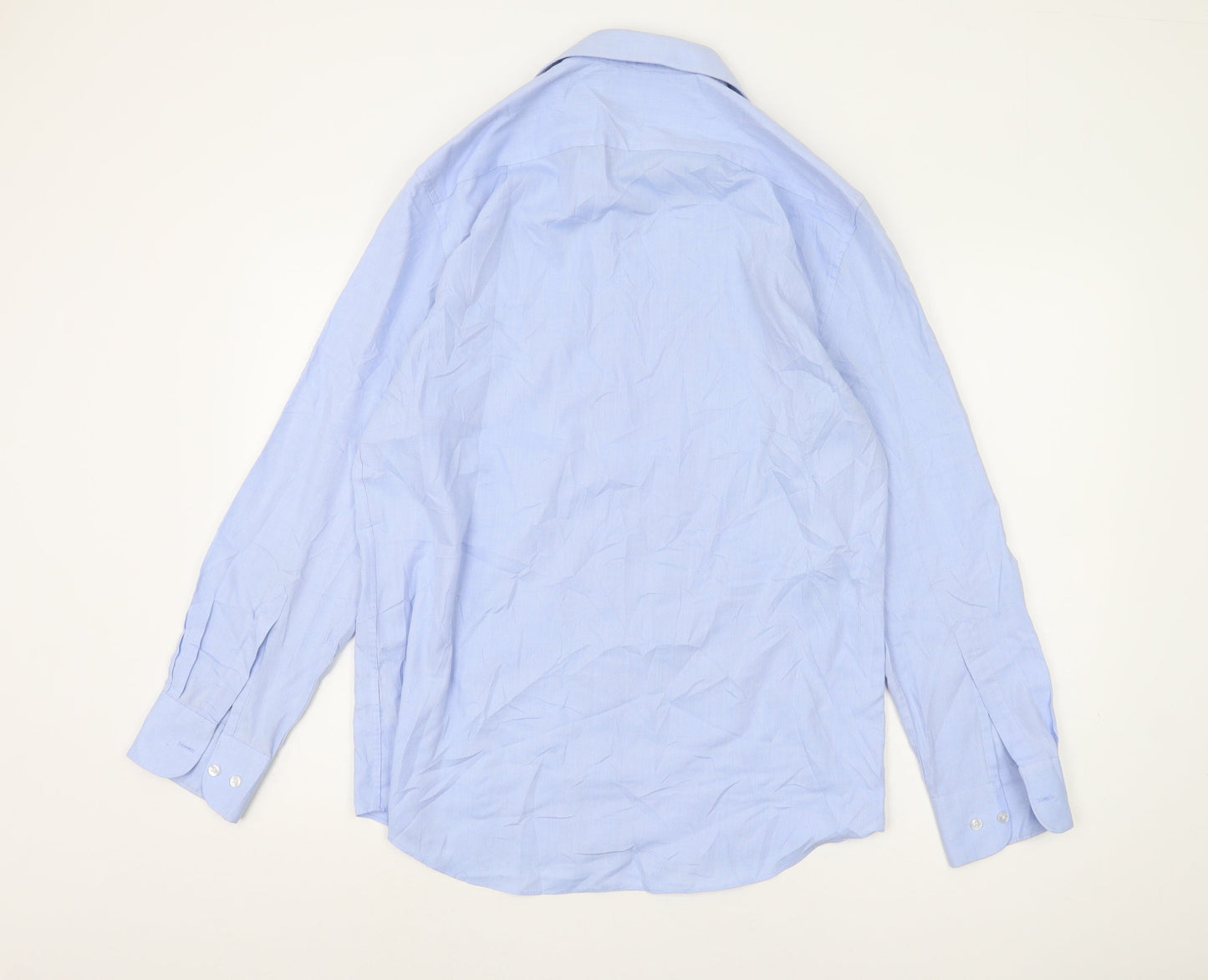 Marks and Spencer Men's Blue Regular Fit Shirt 15.5