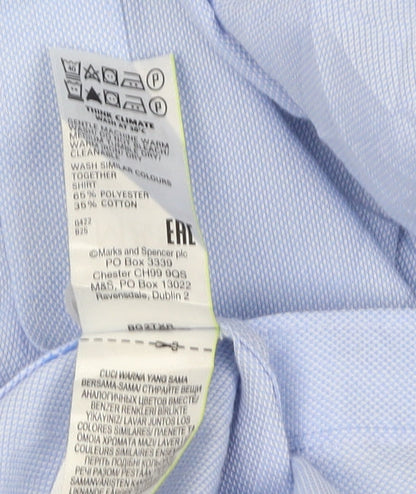 Marks and Spencer Men's Blue Regular Fit Shirt 15.5