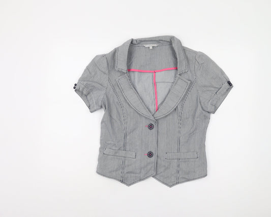 Red Herring Women's Grey Pinstripe Cropped Blazer Size 14