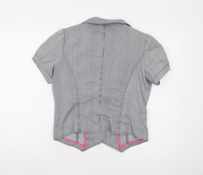 Red Herring Women's Grey Pinstripe Cropped Blazer Size 14