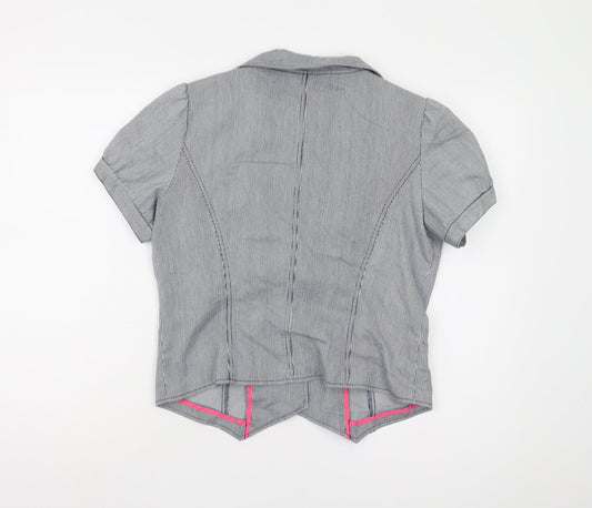 Red Herring Women's Grey Pinstripe Cropped Blazer Size 14