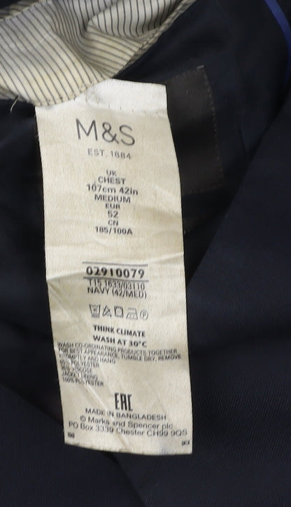 Mens UK Size 42 Marks and Spencer Regular Blue Suit Jacket
