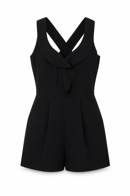 Lost Society Women's Black Sleeveless Playsuit Size 8