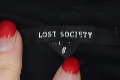 Lost Society Women's Black Sleeveless Playsuit Size 8